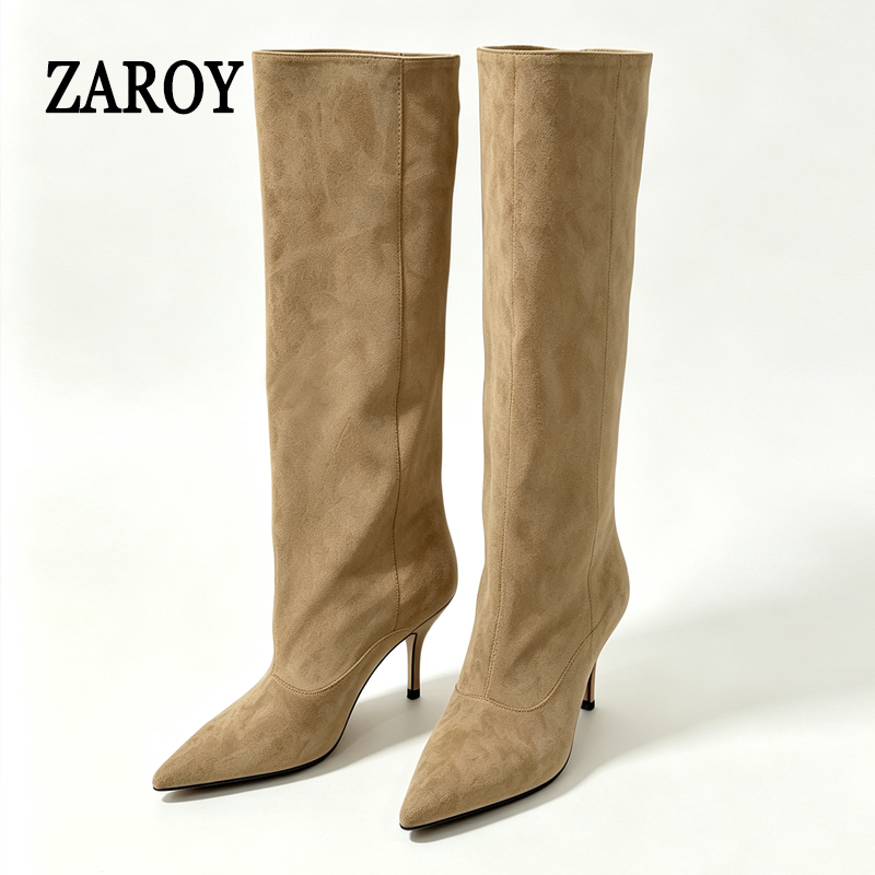 Waterproof Winter Boot - ZAROY ニーハイブーツ レディース 冬用 暖かいスノーブーツ セクシーな細ヒール