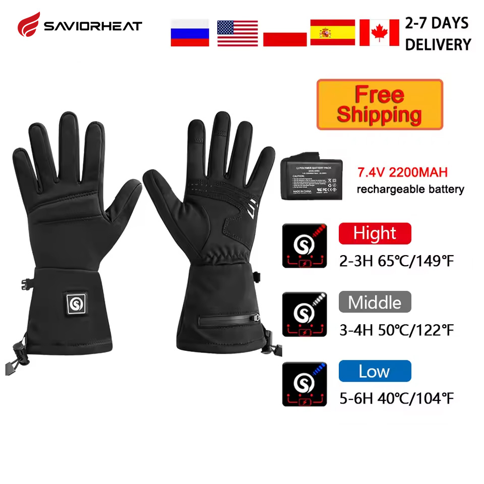 Touch Screen Gloves - 電動モーターサイクルグローブ,スノーグローブ,Deer-S18,防風,バッテリータッチスクリーン,スキーライト,暖かいカバー,冬