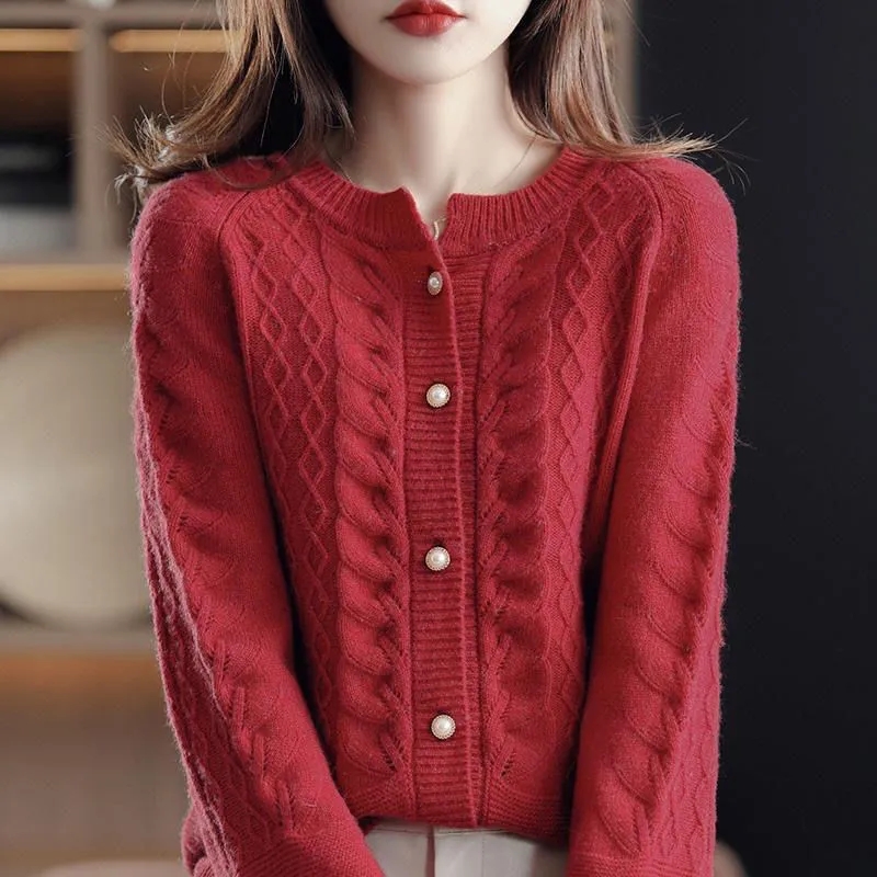 ヴィンテージニットカーディガンジャケット女性の 2026 春 - Wool Coat Peacoat のレビューと価格