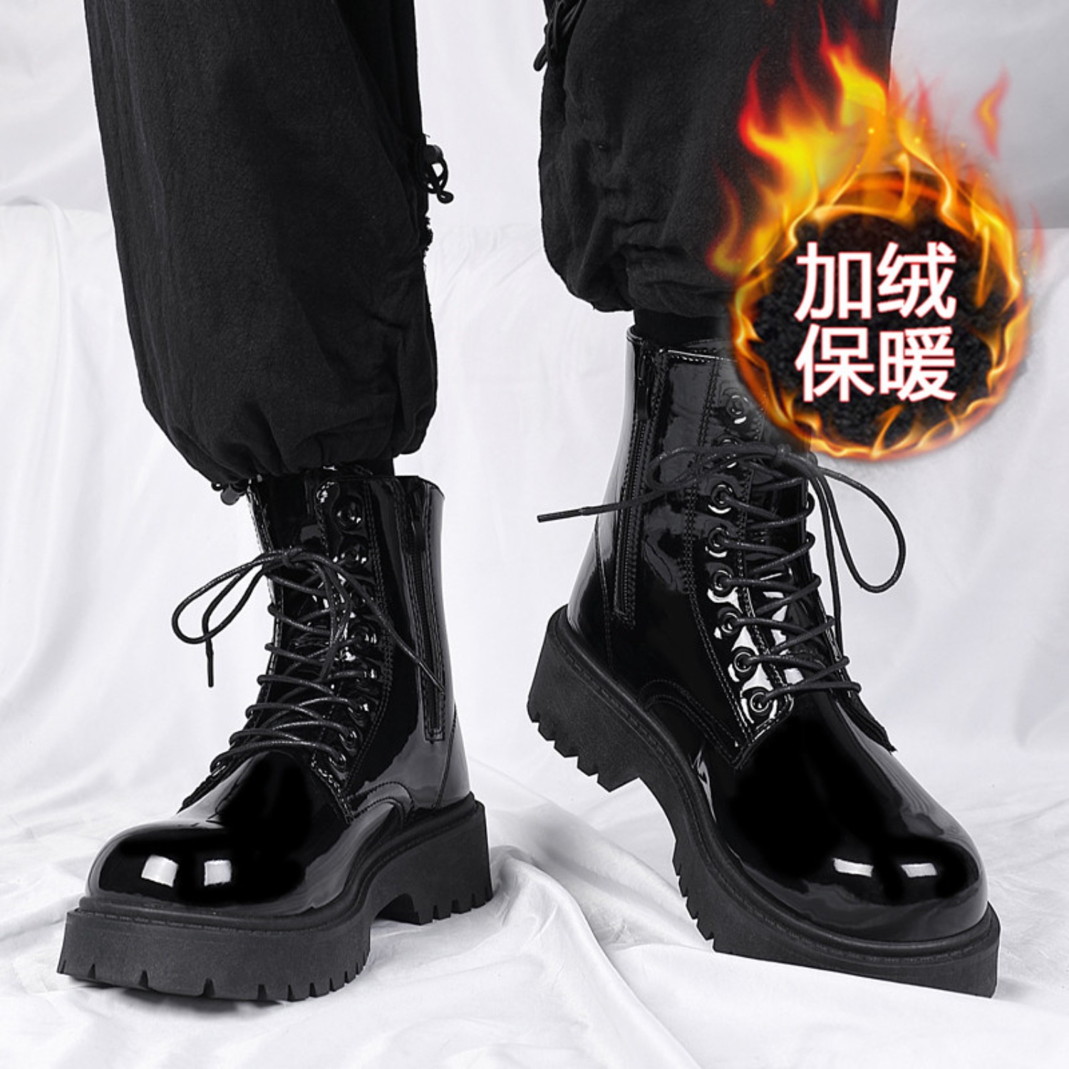 メンズ暖かいプラッシュハイカットブーツ、冬用ソフトソール滑り - Waterproof Winter Boot のレビューと価格