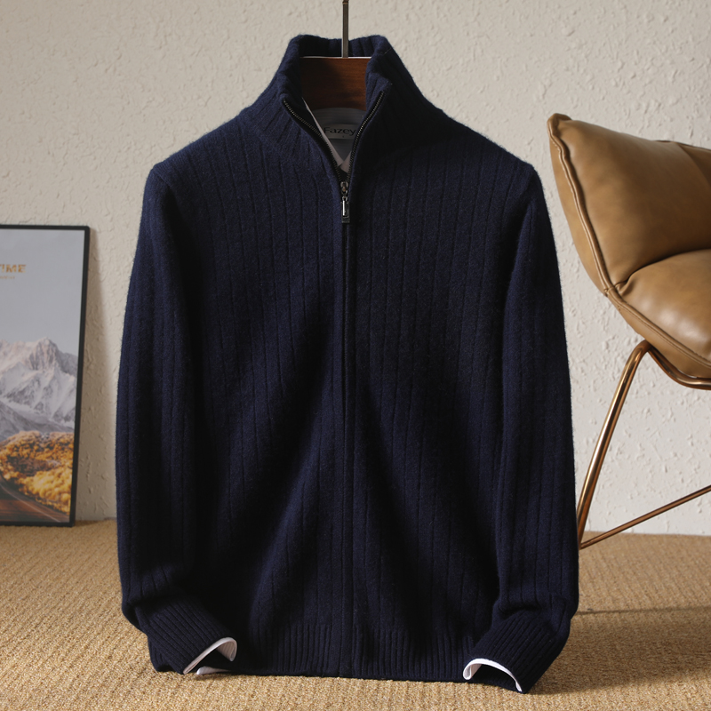 男性 100% メリノウールスタンドアップカラーカーディガン - Wool Coat Peacoat のレビューと価格