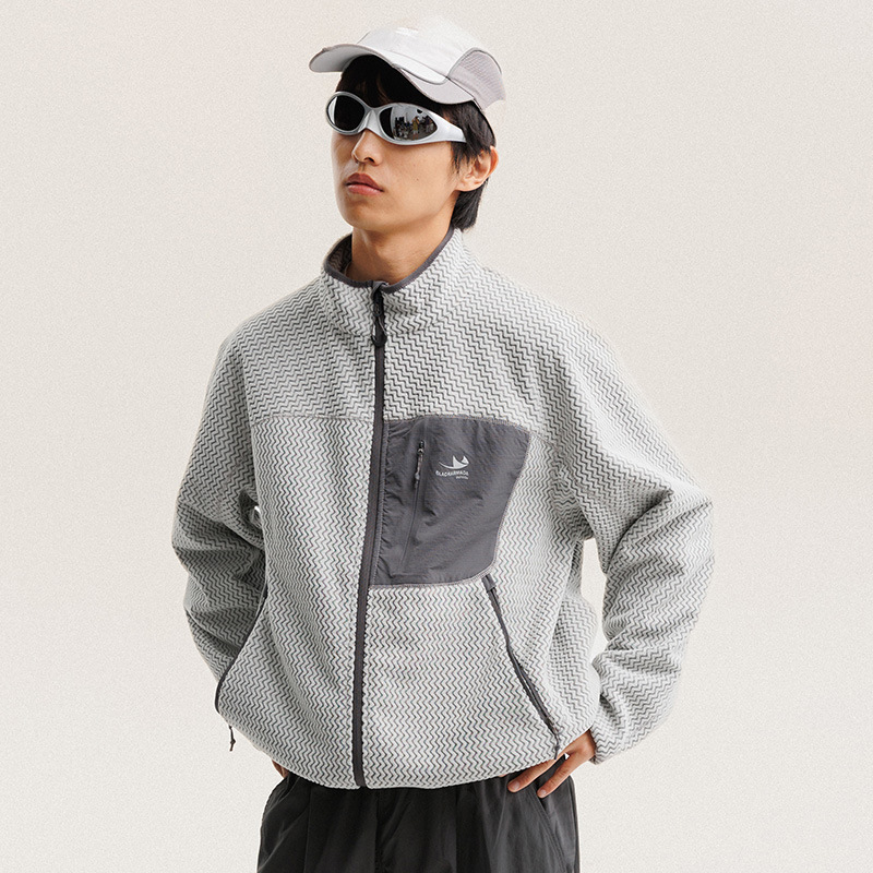 秋冬ポーラーフリース波状ストライプジャケット男性女性アウトド - Wool Coat Peacoat のレビューと価格