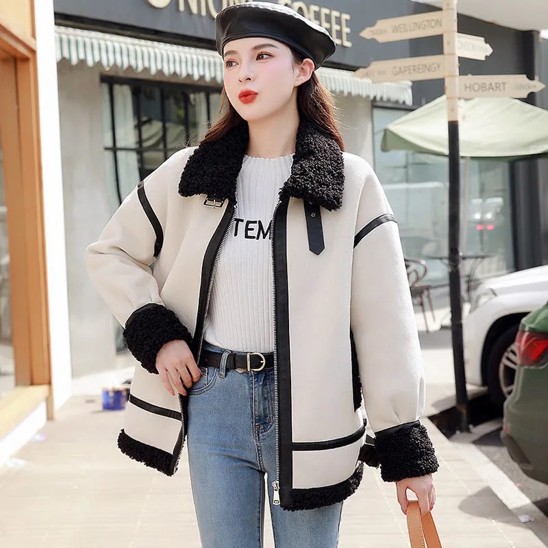 厚手のラムファーコート,用途が広く,ベルベット,オートバイの - Wool Coat Peacoat のレビューと価格